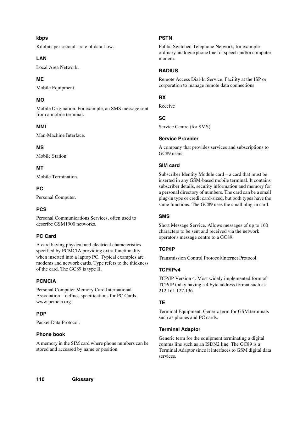 Sony Ericsson GC89 User Manual | Page 110 / 113