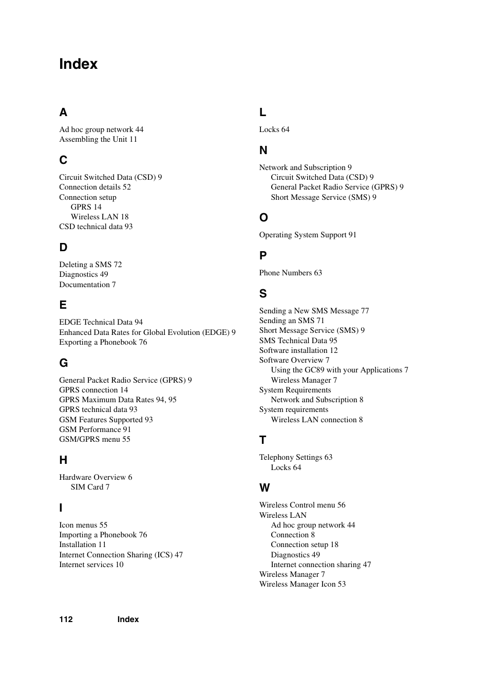 Index | Sony Ericsson GC89 User Manual | Page 112 / 113