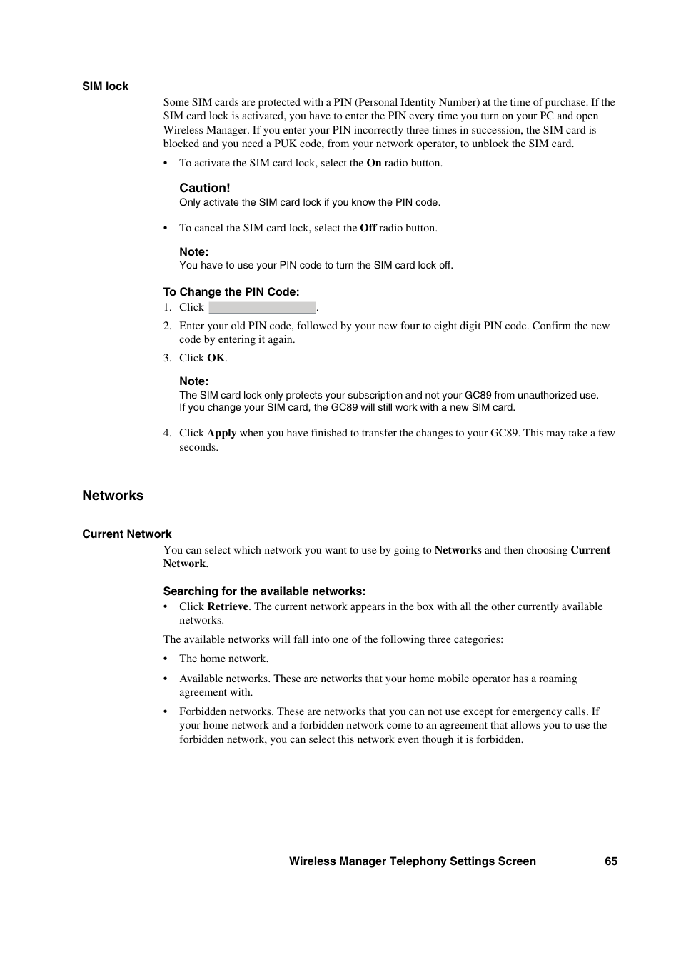 Networks | Sony Ericsson GC89 User Manual | Page 65 / 113