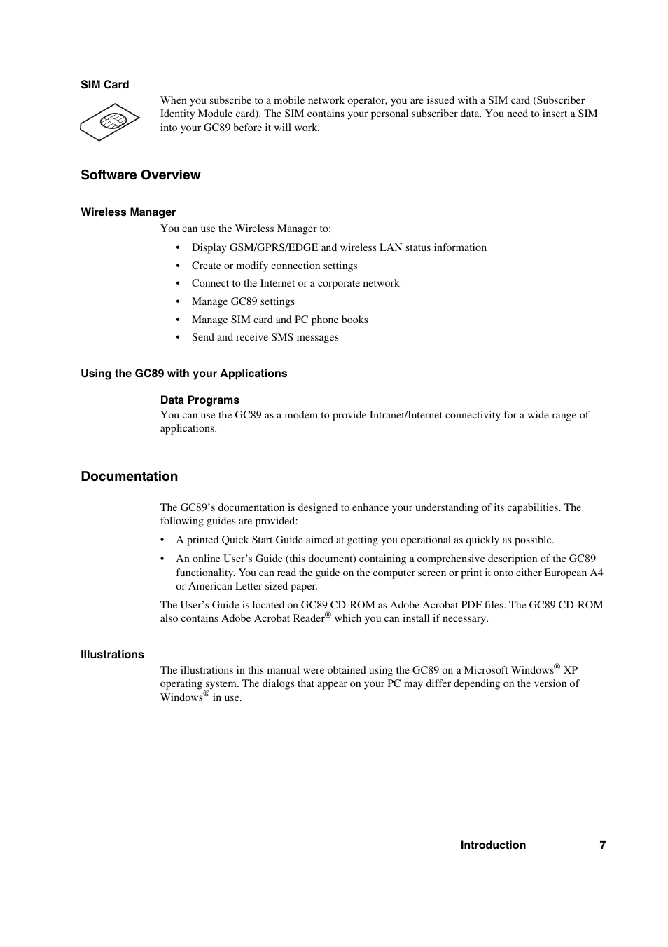 Software overview, Documentation, Software overview documentation | Sony Ericsson GC89 User Manual | Page 7 / 113