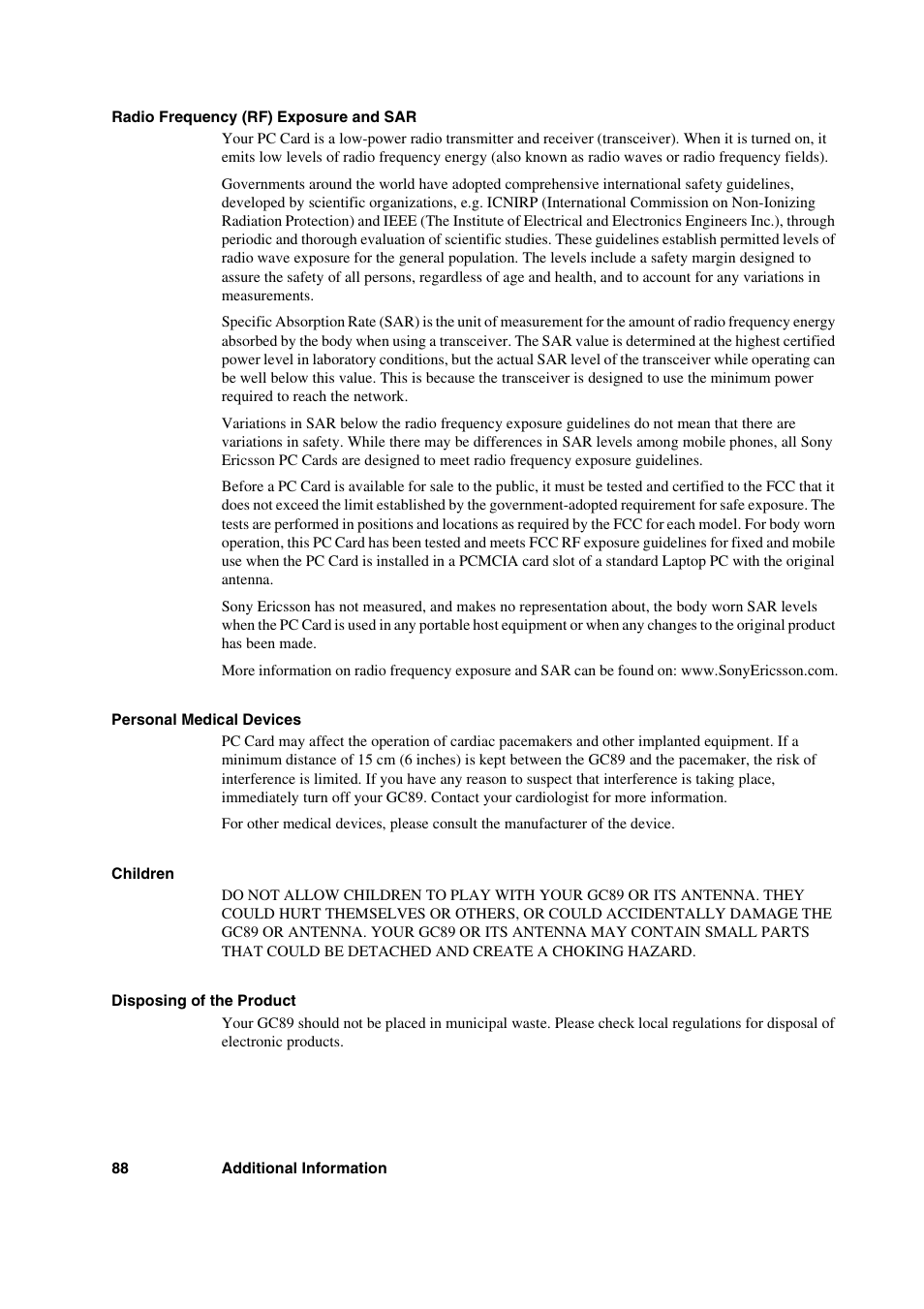 Sony Ericsson GC89 User Manual | Page 88 / 113