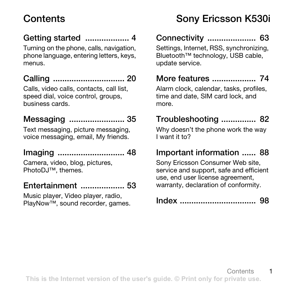 Sony Ericsson K530i User Manual | 101 pages