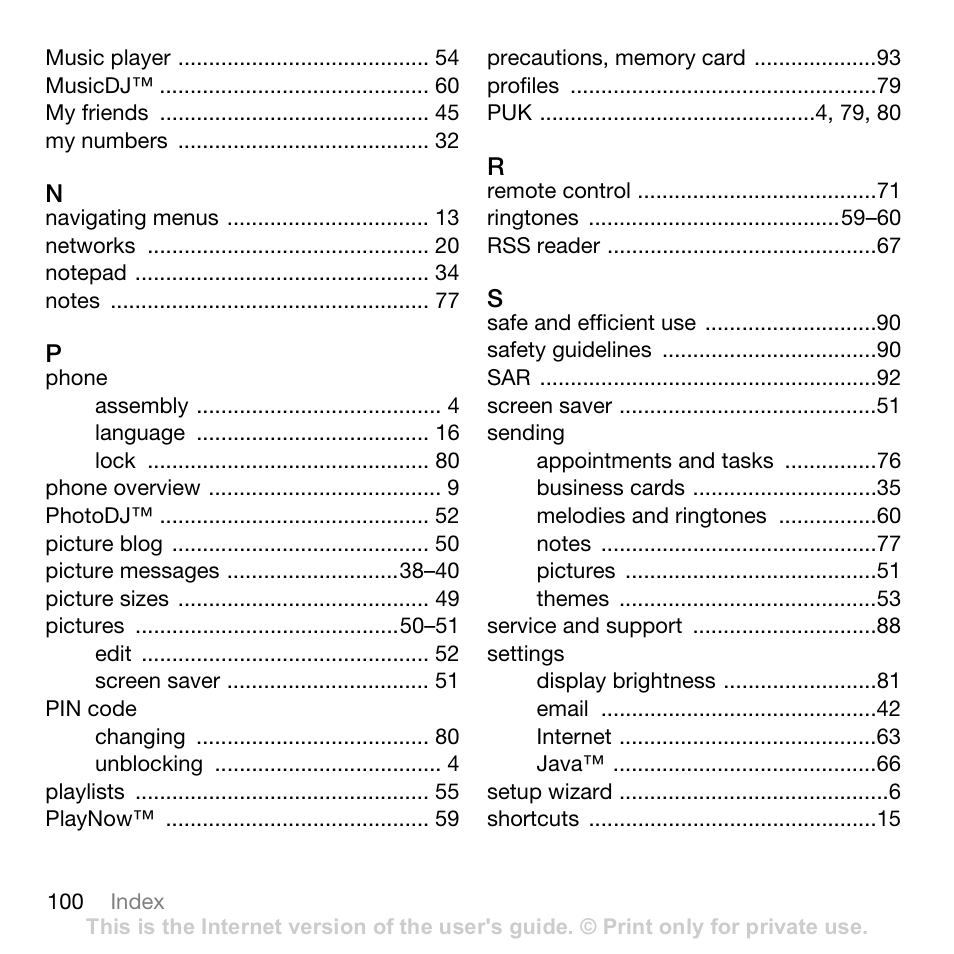 Sony Ericsson K530i User Manual | Page 100 / 101