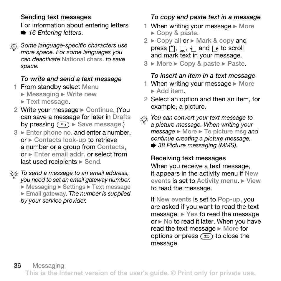 Sony Ericsson K530i User Manual | Page 36 / 101