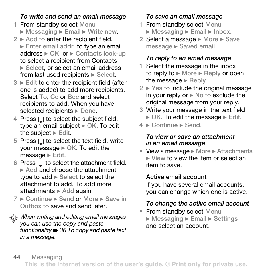 Sony Ericsson K530i User Manual | Page 44 / 101