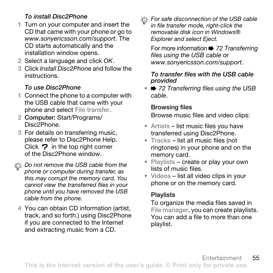 Sony Ericsson K530i User Manual | Page 55 / 101