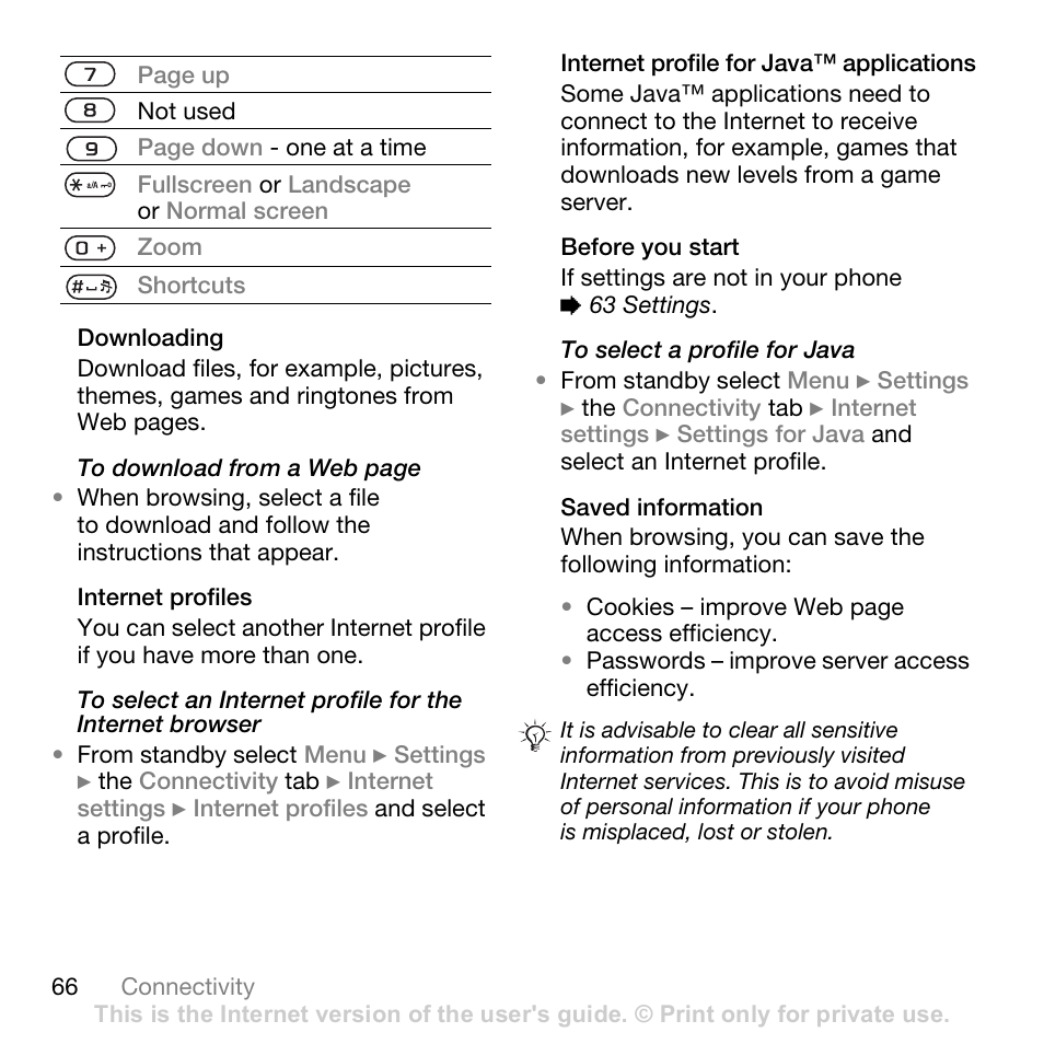 Sony Ericsson K530i User Manual | Page 66 / 101