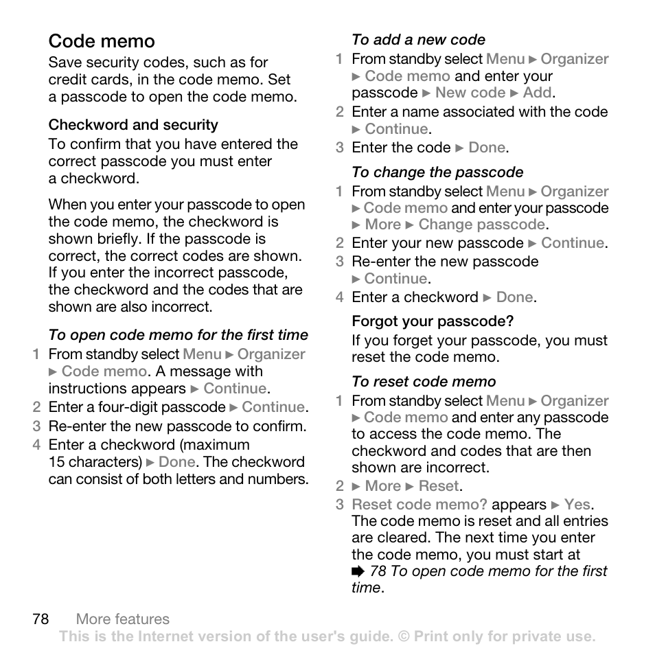 Sony Ericsson K530i User Manual | Page 78 / 101