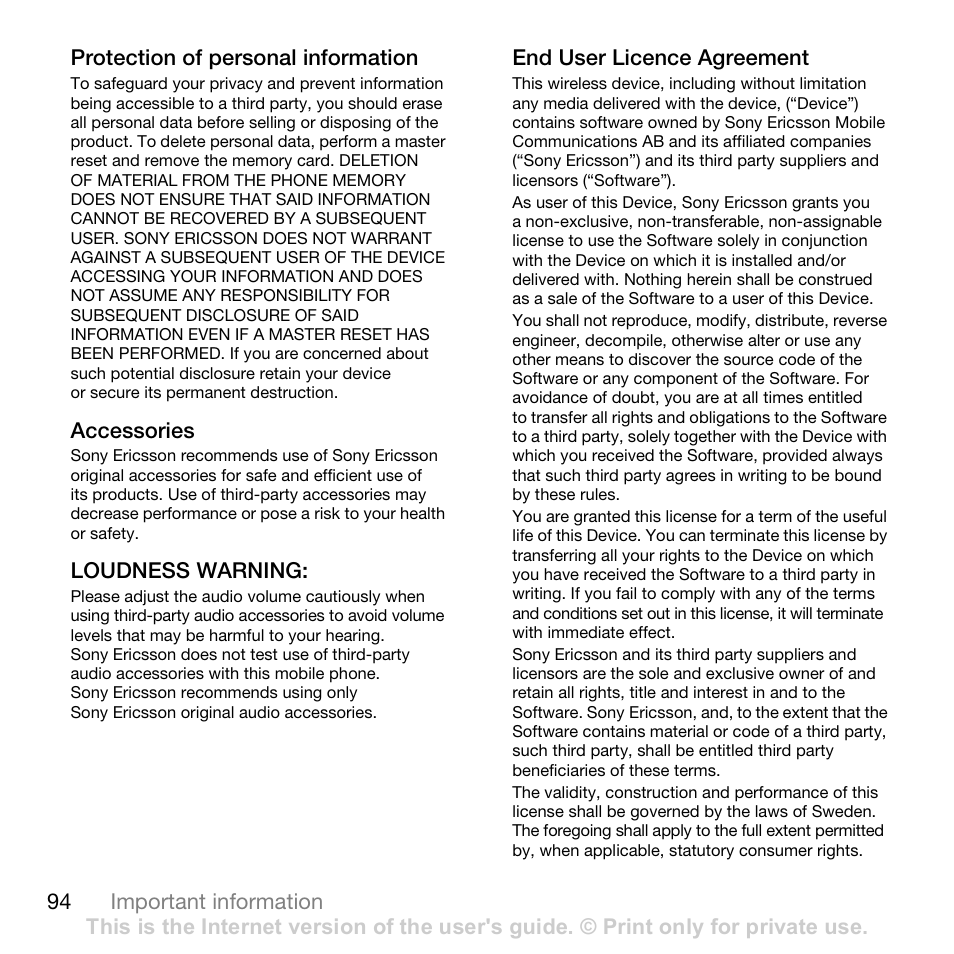 Sony Ericsson K530i User Manual | Page 94 / 101