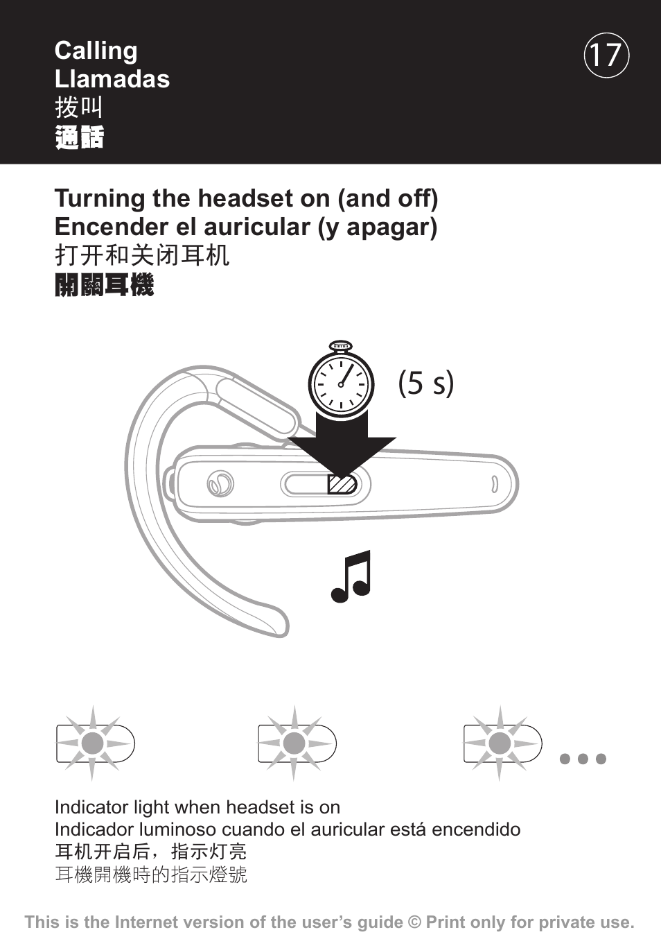 5 s) 17 | Sony Ericsson Akono HBH-608 User Manual | Page 18 / 36