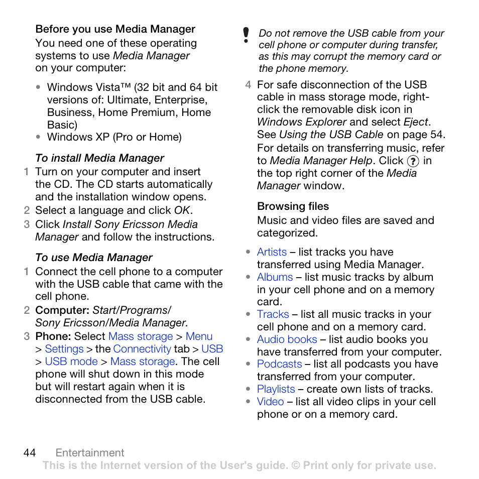 Sony Ericsson K850i User Manual | Page 46 / 84