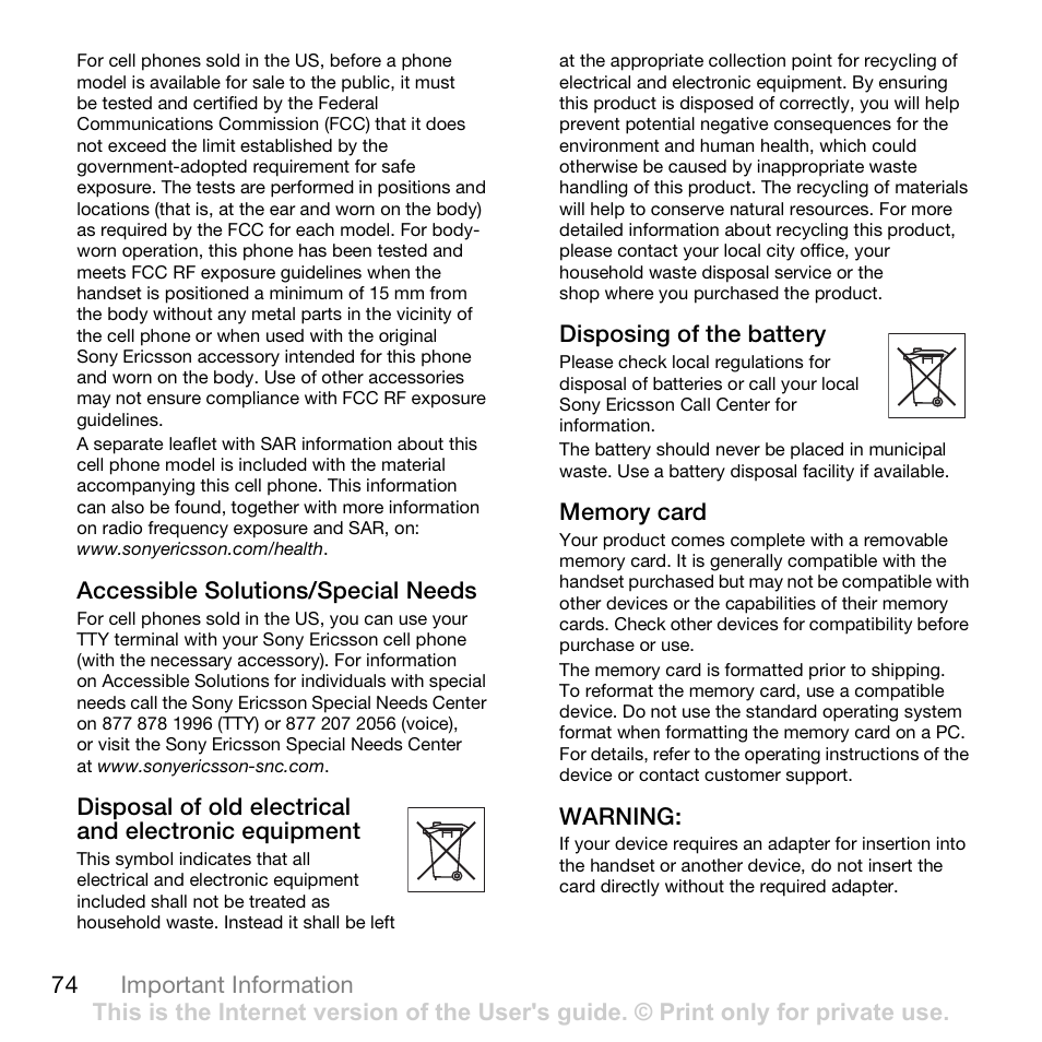 Sony Ericsson K850i User Manual | Page 76 / 84