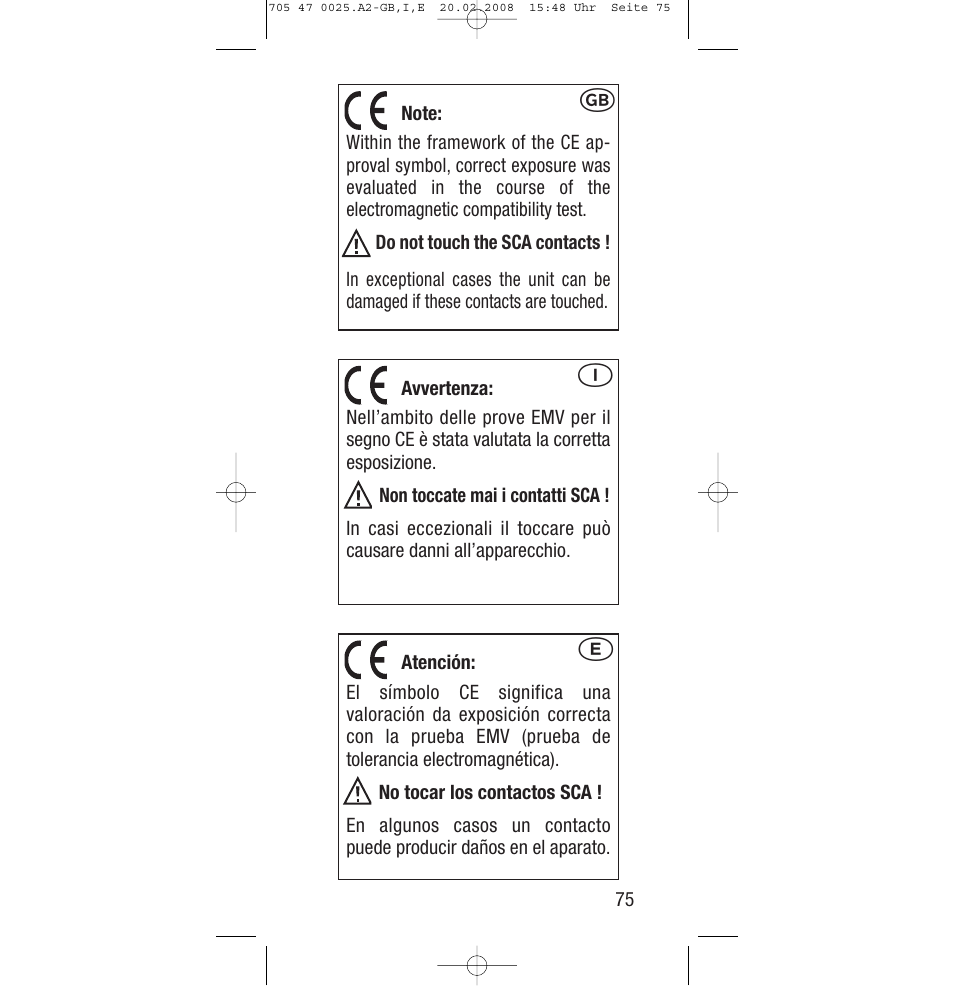 Sony Ericsson SCA 3602 M4 User Manual | Page 75 / 76