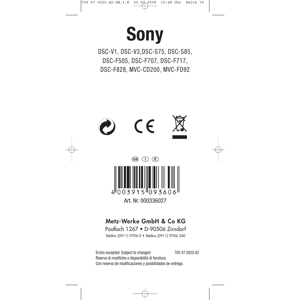 Sony, Ķ ƴ į | Sony Ericsson SCA 3602 M4 User Manual | Page 76 / 76