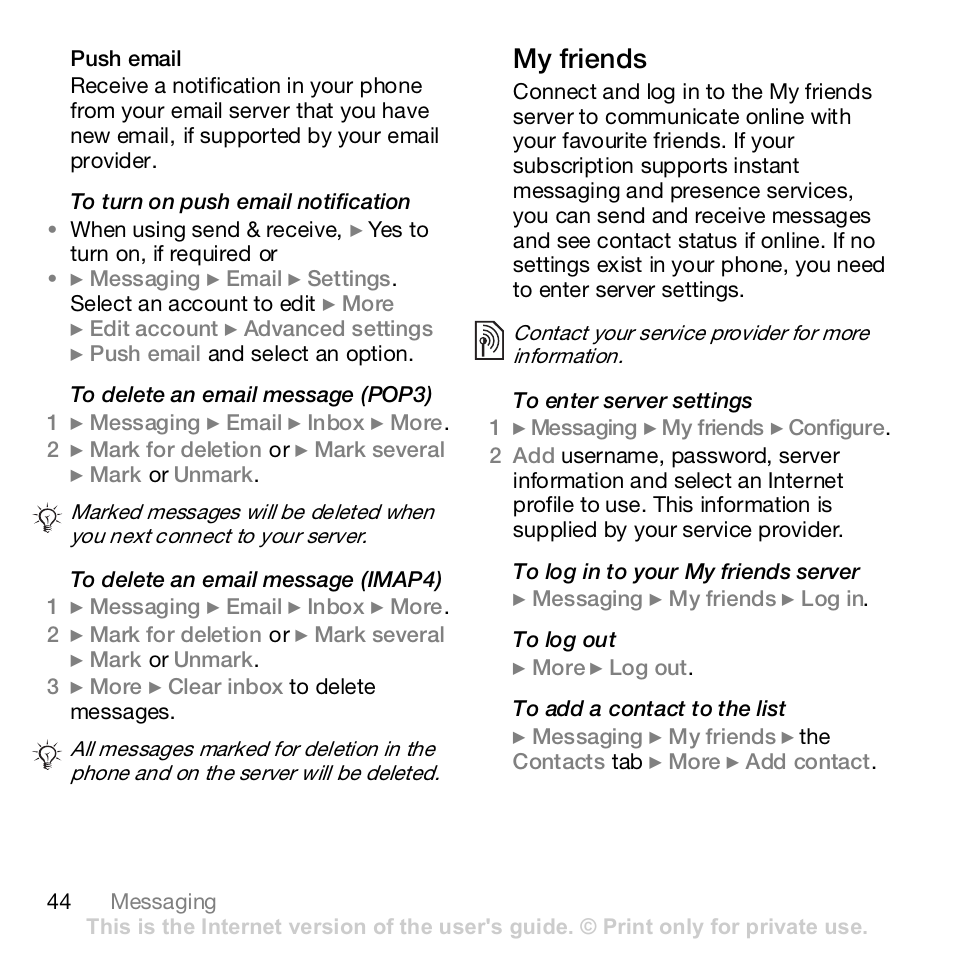 My friends | Sony Ericsson Z610i User Manual | Page 44 / 95