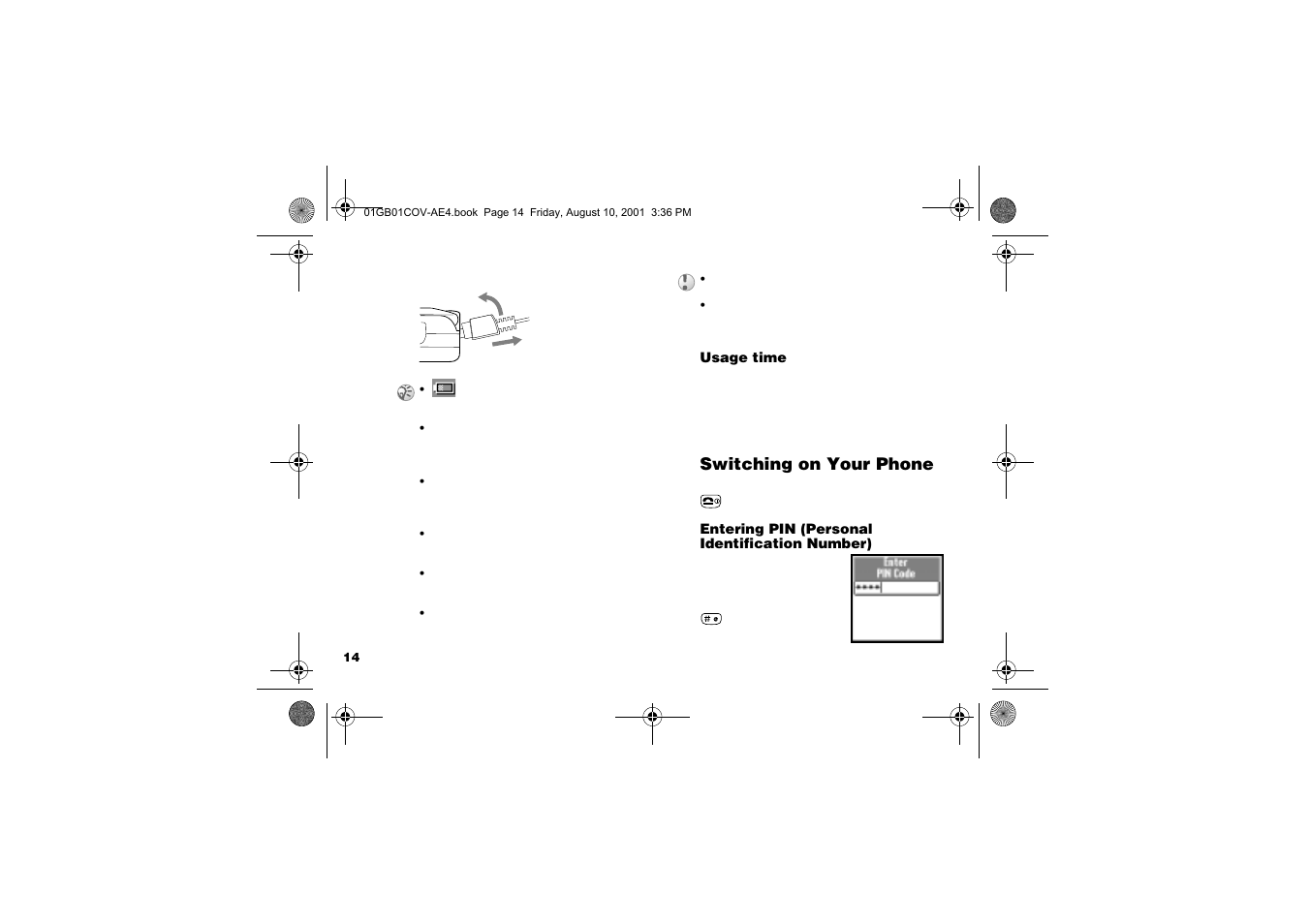 Switching on your phone | Sony Ericsson CMD-Z7 User Manual | Page 14 / 68