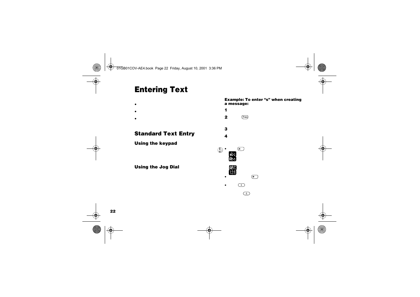 Entering text | Sony Ericsson CMD-Z7 User Manual | Page 22 / 68