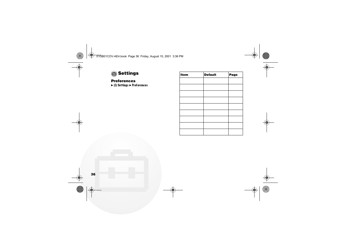 Settings | Sony Ericsson CMD-Z7 User Manual | Page 36 / 68