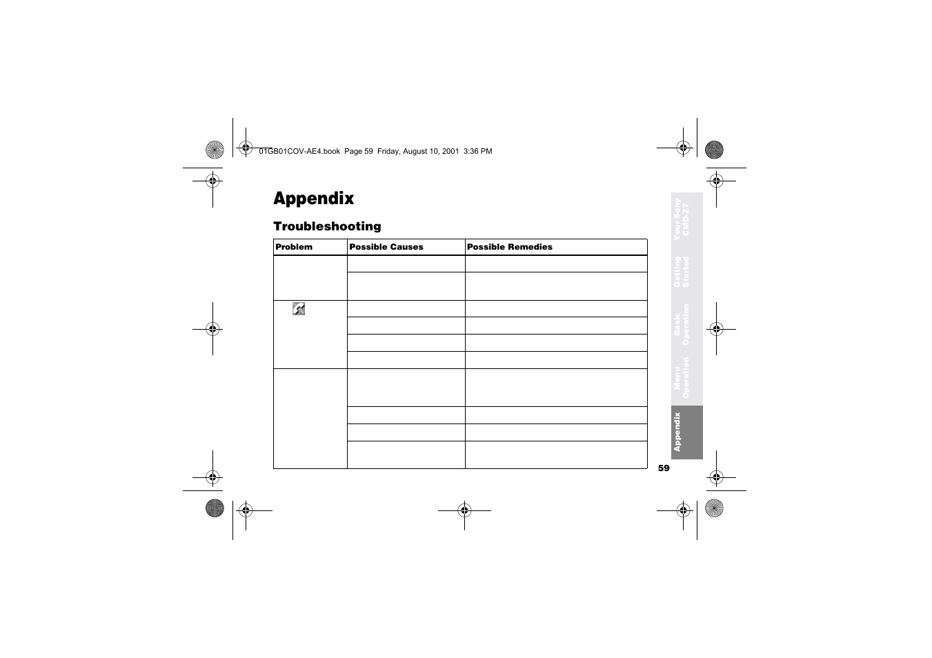 Appendix | Sony Ericsson CMD-Z7 User Manual | Page 59 / 68
