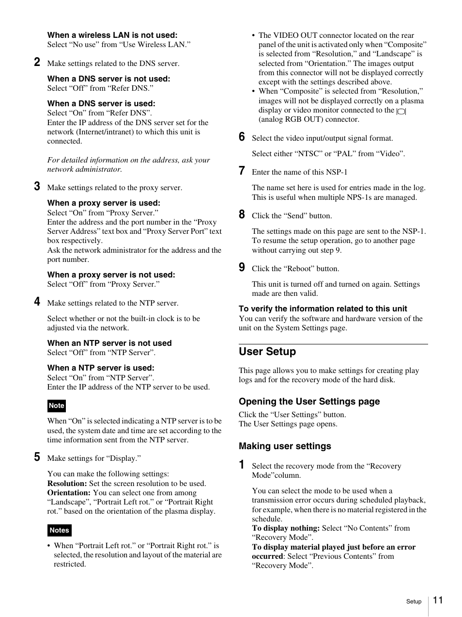 User setup | Sony Ericsson NSP-1 User Manual | Page 11 / 18