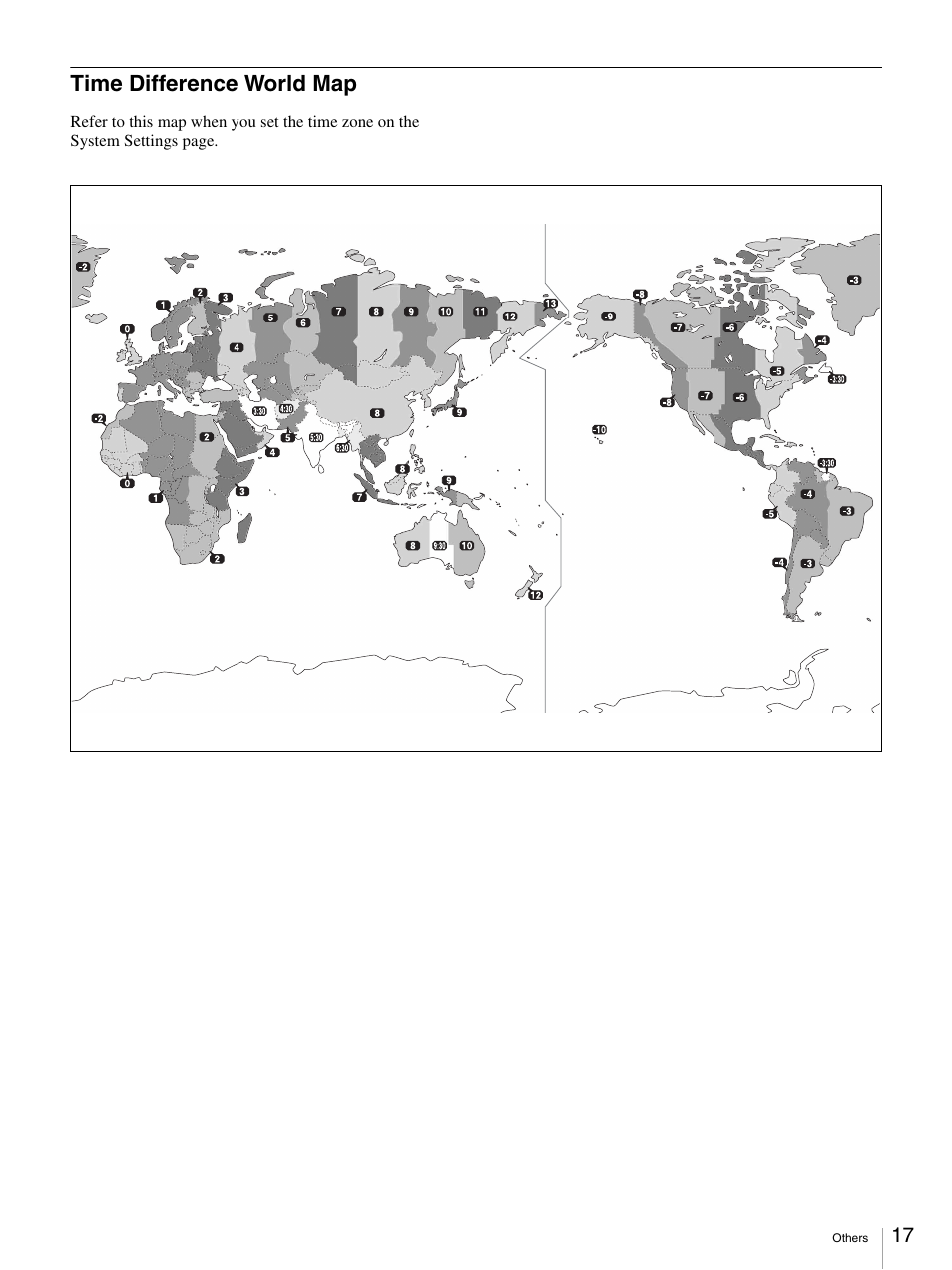 Time difference world map | Sony Ericsson NSP-1 User Manual | Page 17 / 18