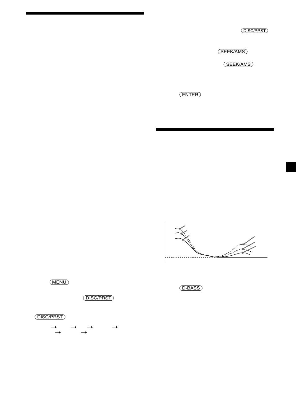 Changing the sound and display settings, Boosting the bass sound, Set (setting) | Dis (display), D-bass, Adjusting the bass curve | Sony Ericsson CDX-C7000X User Manual | Page 21 / 28