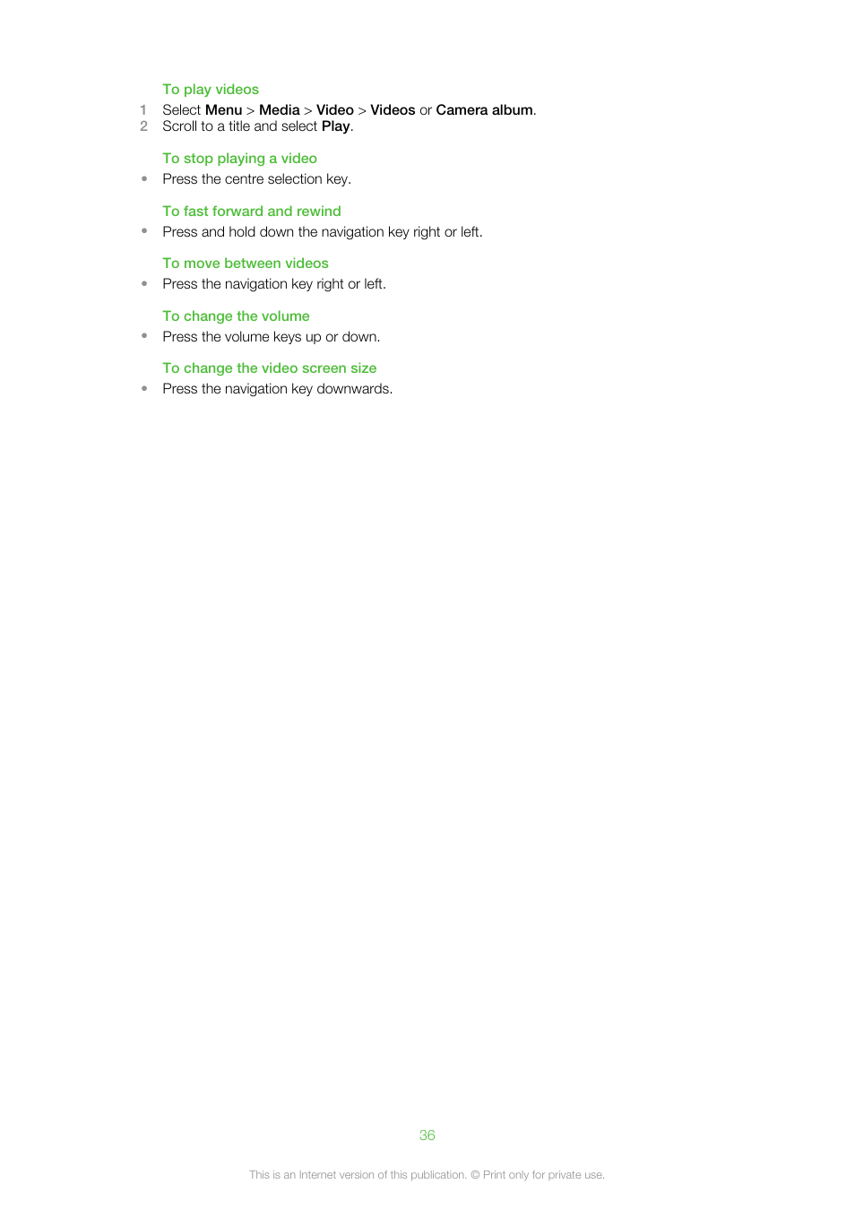 Sony Ericsson Cell Phone User Manual | Page 36 / 70