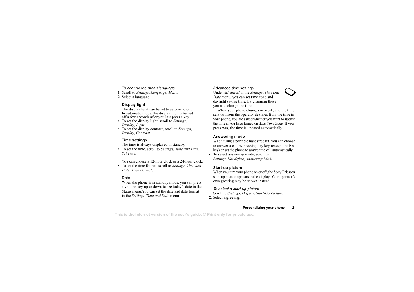 Sony Ericsson AE/LZT 108 6258 R5A User Manual | Page 21 / 93