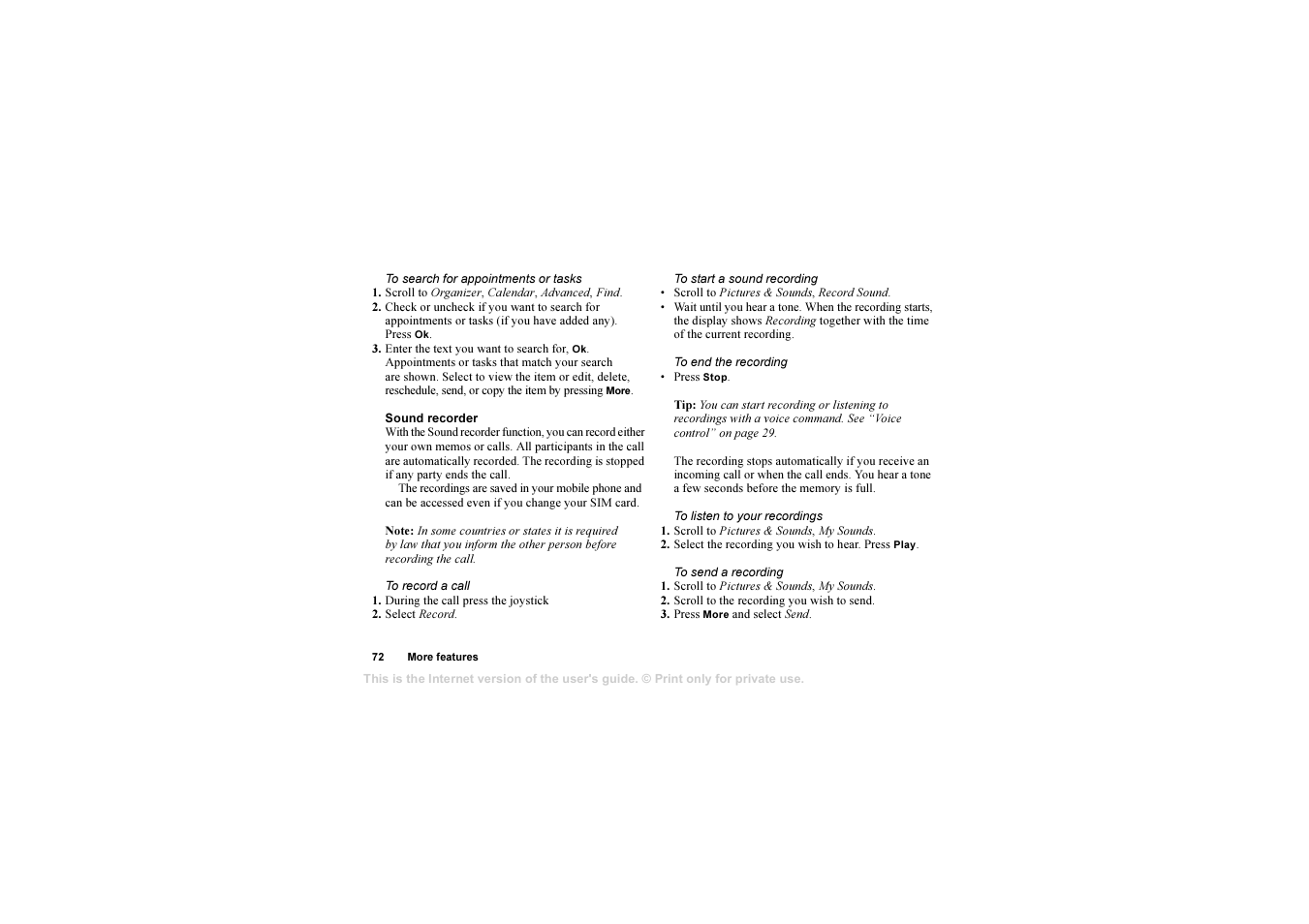 Sony Ericsson AE/LZT 108 6258 R5A User Manual | Page 72 / 93