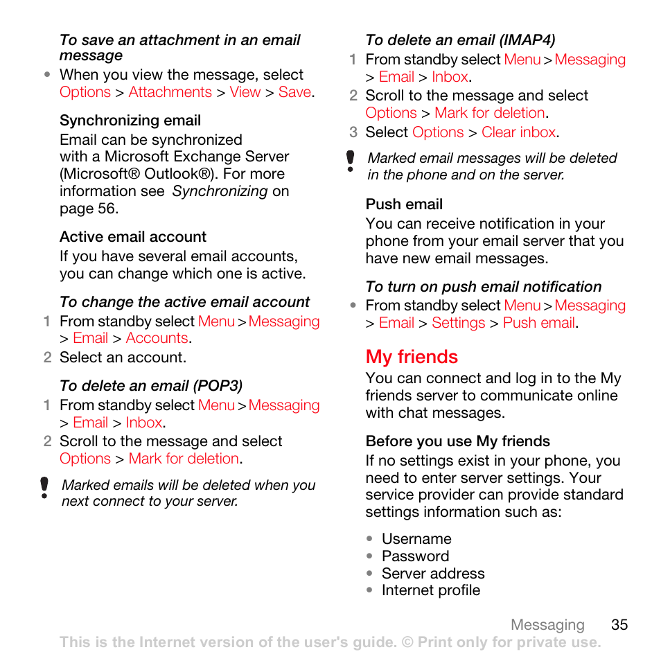 My friends | Sony Ericsson K630i User Manual | Page 35 / 83