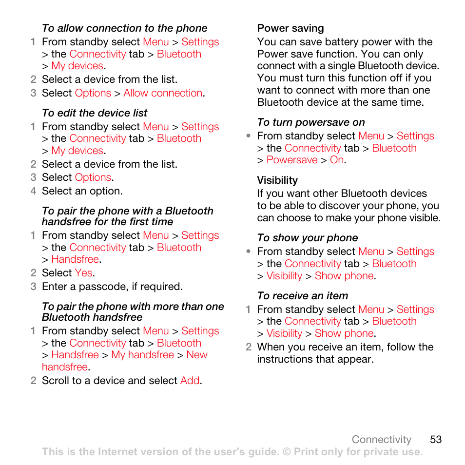 Sony Ericsson K630i User Manual | Page 53 / 83