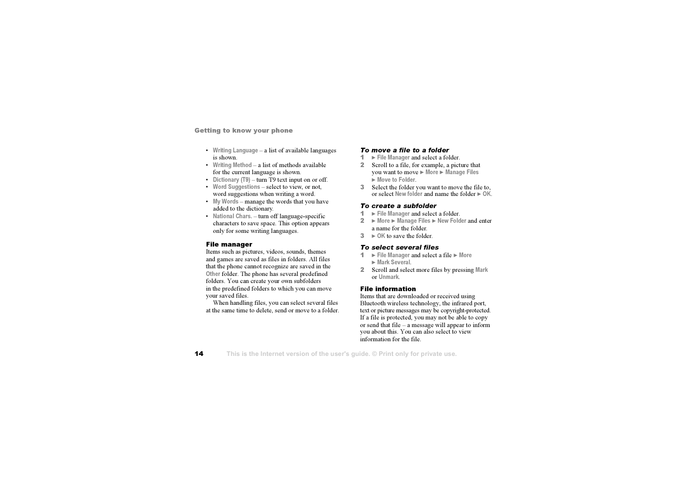Sony Ericsson K700i User Manual | Page 14 / 97