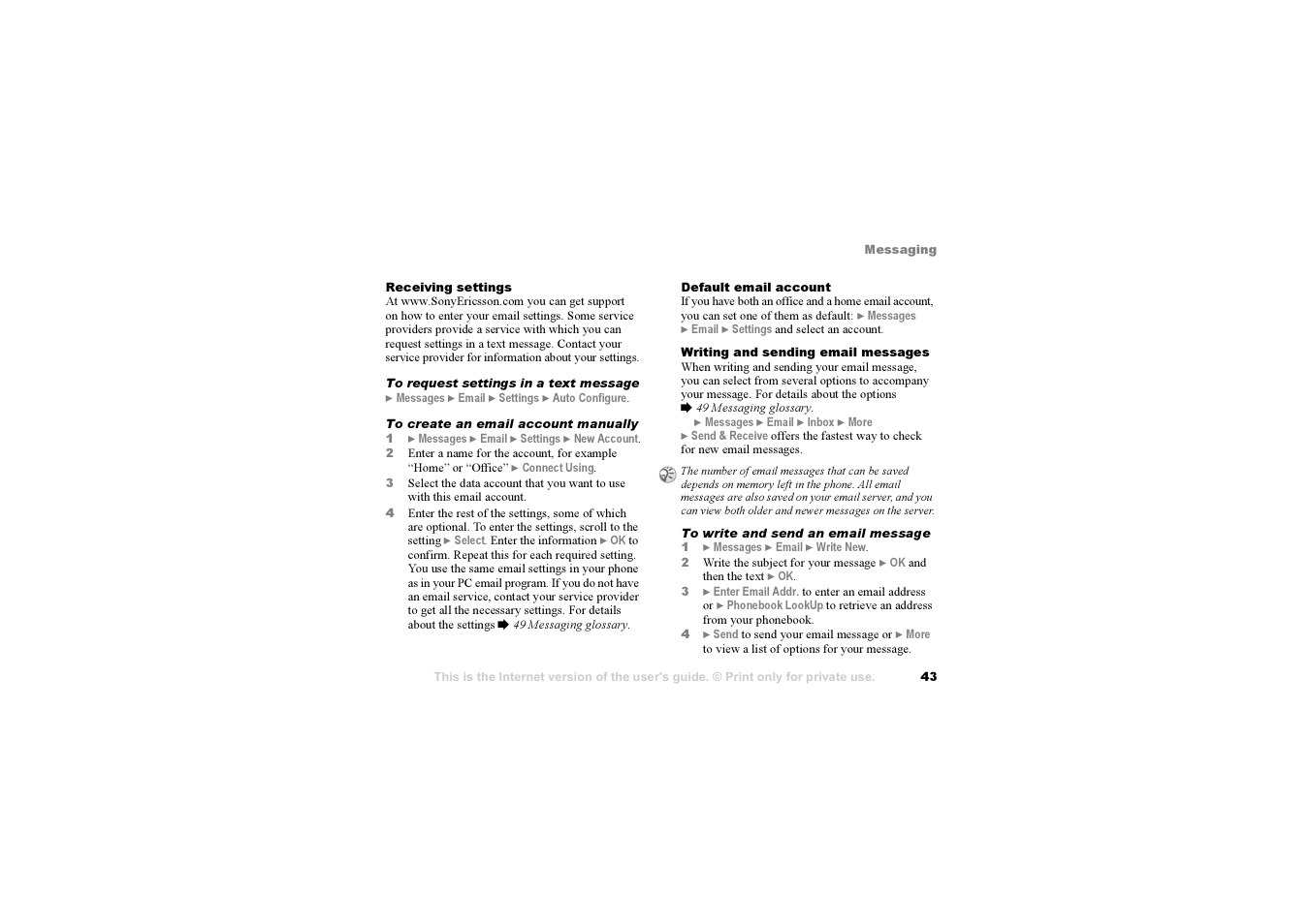 Sony Ericsson K700i User Manual | Page 43 / 97