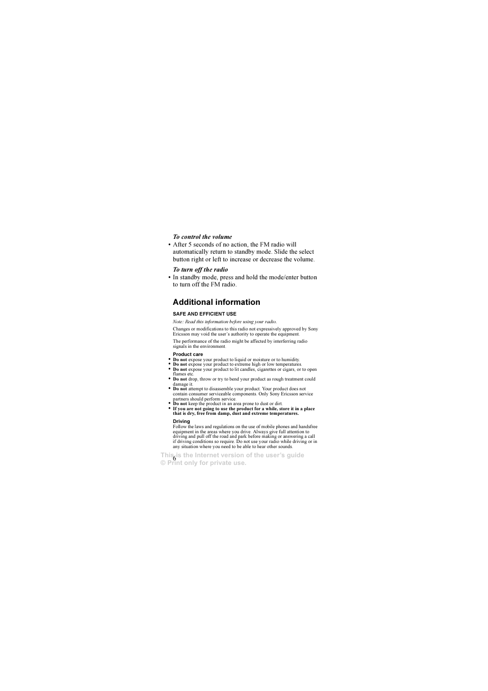 Additional information | Sony Ericsson HPR-20 User Manual | Page 6 / 29