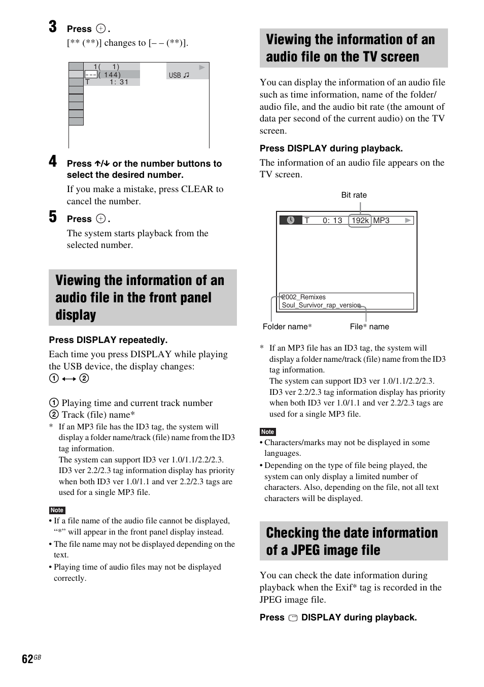 Checking the date information of a jpeg image file | Sony Ericsson DAV-DZ280 User Manual | Page 62 / 104