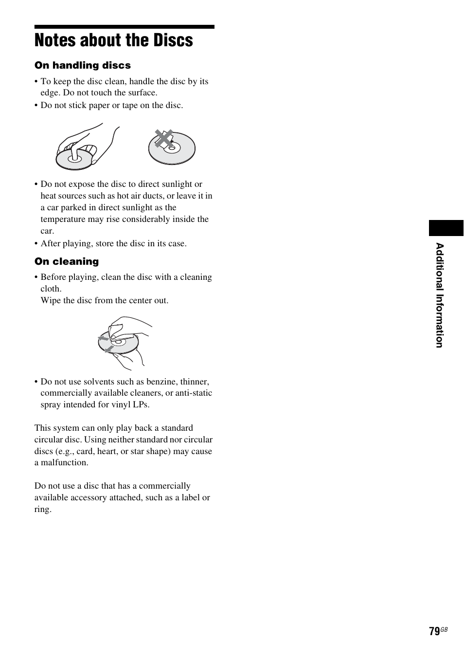 Notes about the discs | Sony Ericsson DAV-DZ280 User Manual | Page 79 / 104