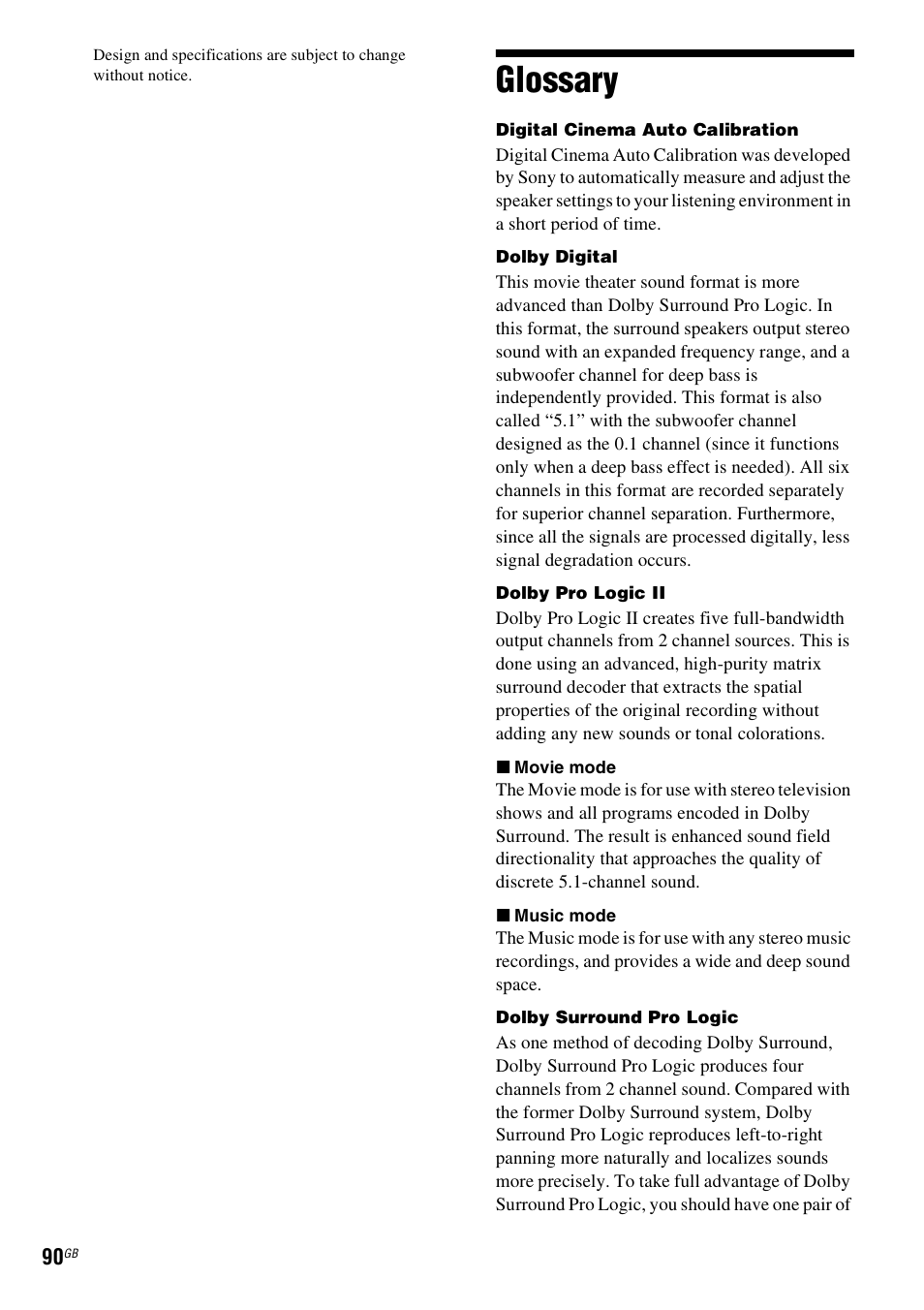 Glossary | Sony Ericsson DAV-DZ280 User Manual | Page 90 / 104