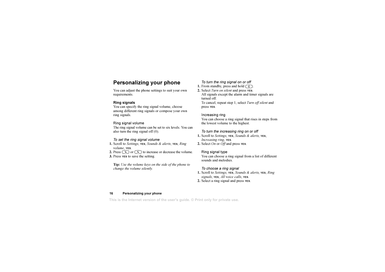Personalizing your phone, Personalizing your phone 16 | Sony Ericsson 1102101-BV User Manual | Page 16 / 68