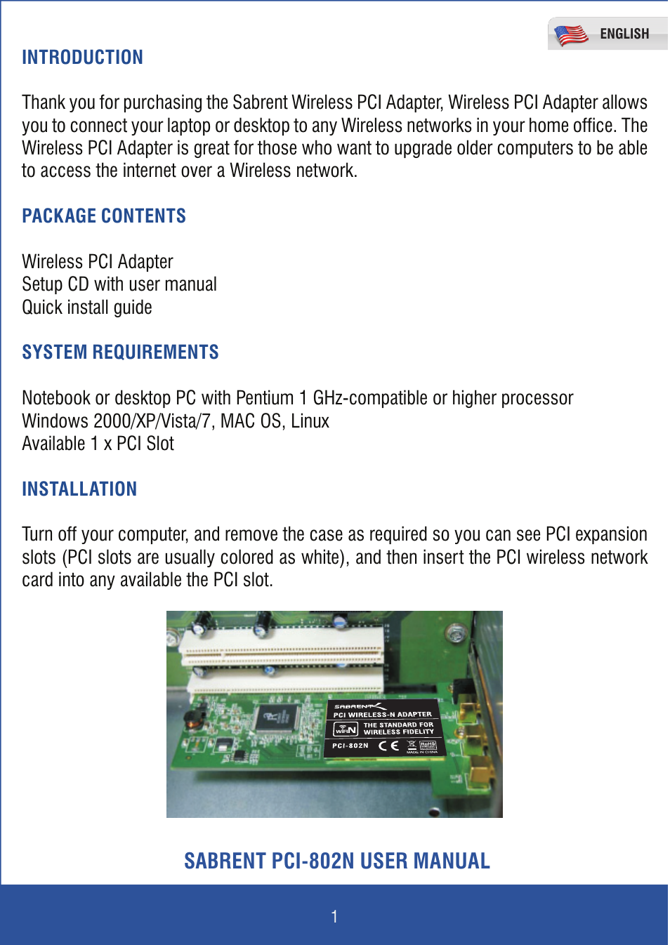 Sabrent pci-802n user manual | Sabrent PCI-802N User Manual | Page 2 / 23