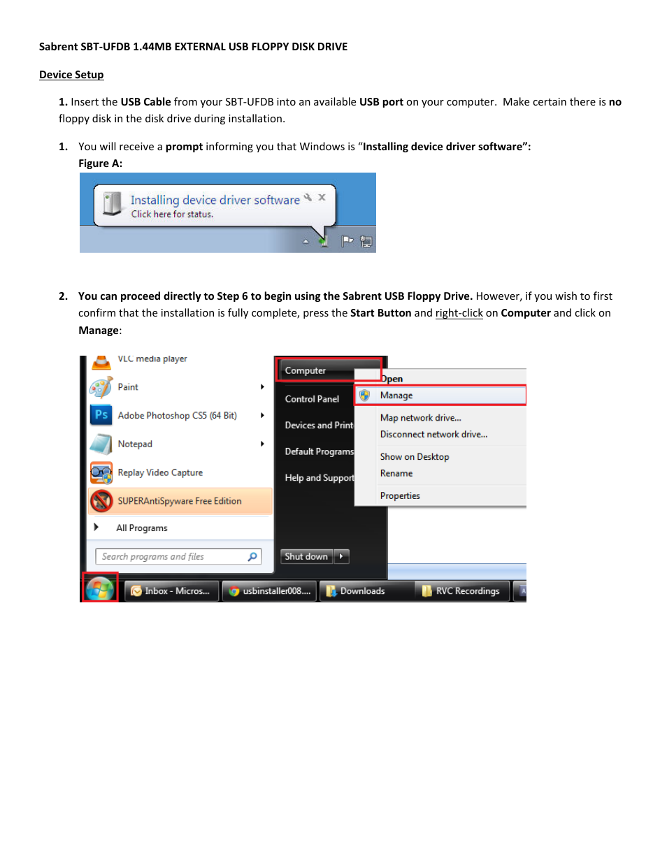 Sabrent Computer Drive User Manual | 6 pages