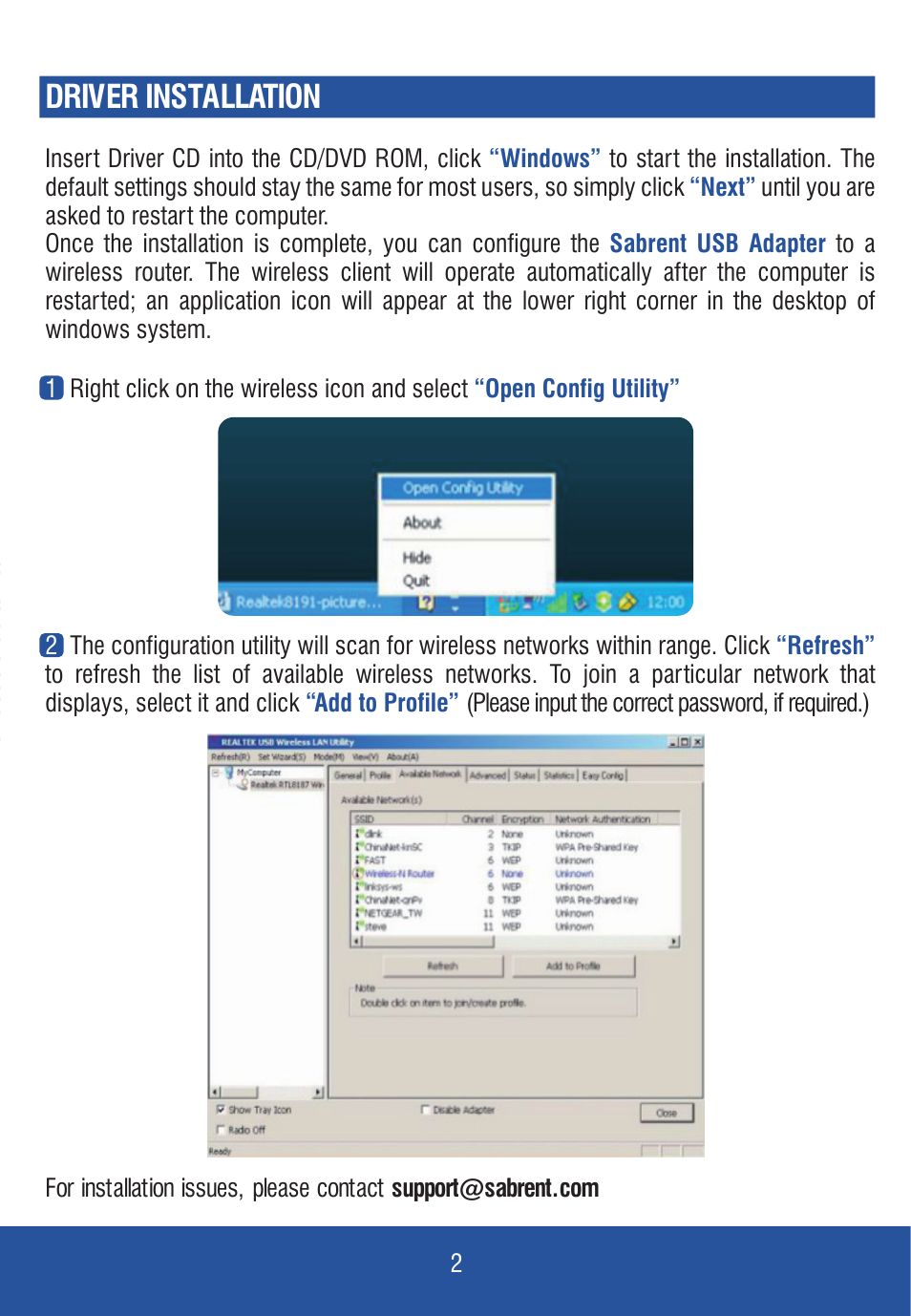 Driver installation | Sabrent NT-WGHU User Manual | Page 3 / 4