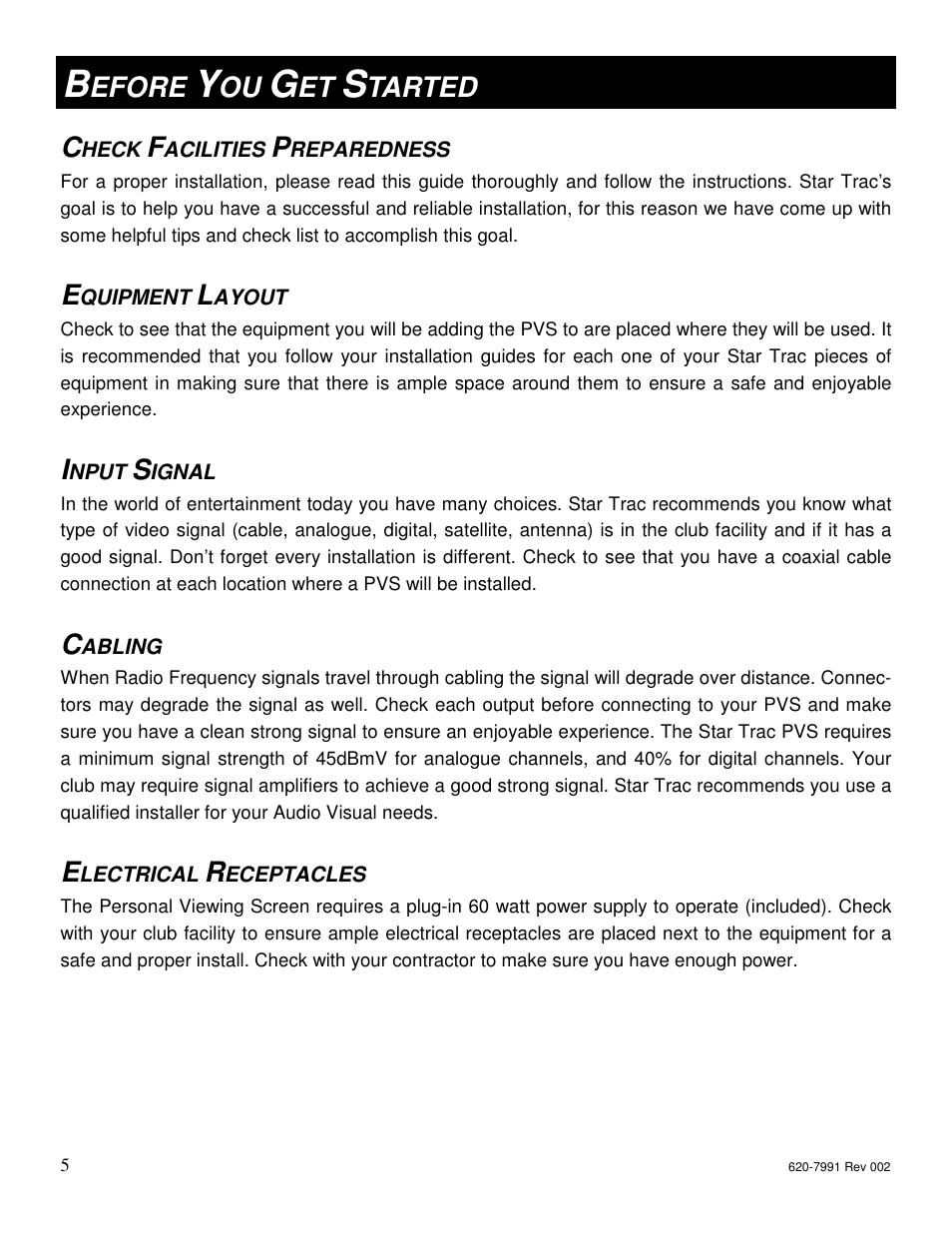 Efore, Tarted c | Star Trac FITNESS E-UBI User Manual | Page 5 / 52