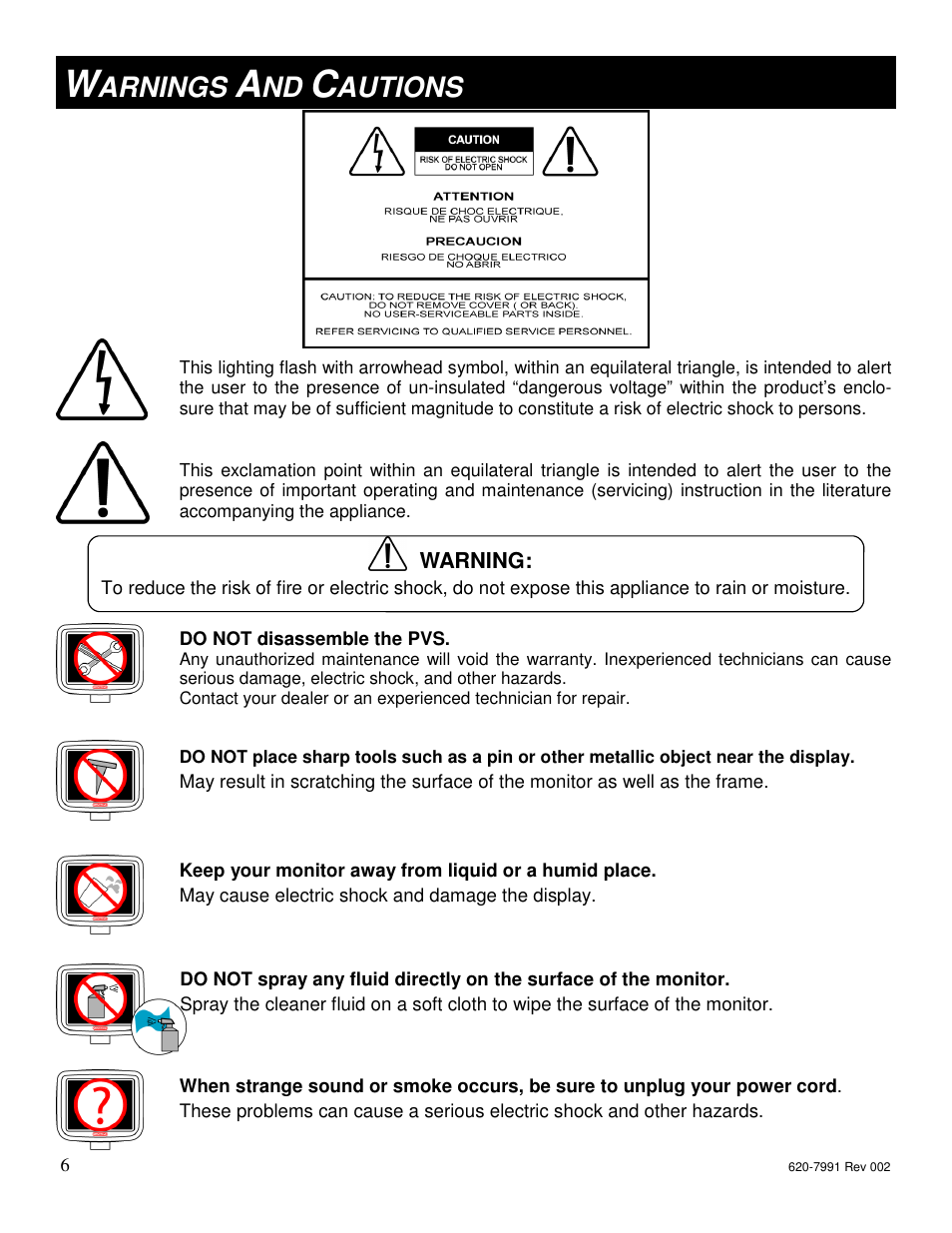 Arnings, Autions | Star Trac FITNESS E-UBI User Manual | Page 6 / 52