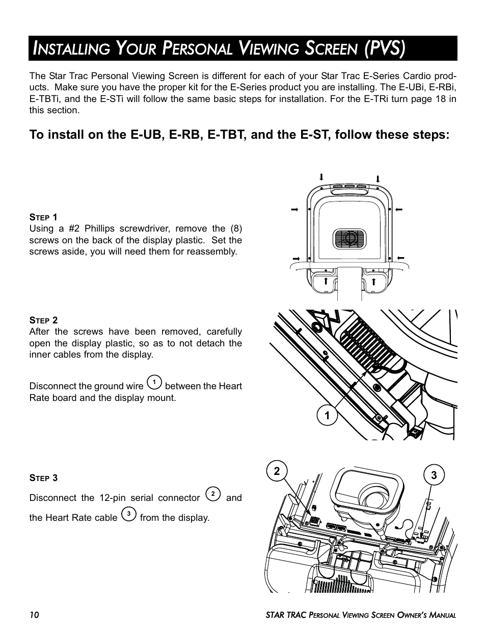Pvs), Nstalling, Ersonal | Iewing, Creen | Star Trac E-TRi User Manual | Page 10 / 42