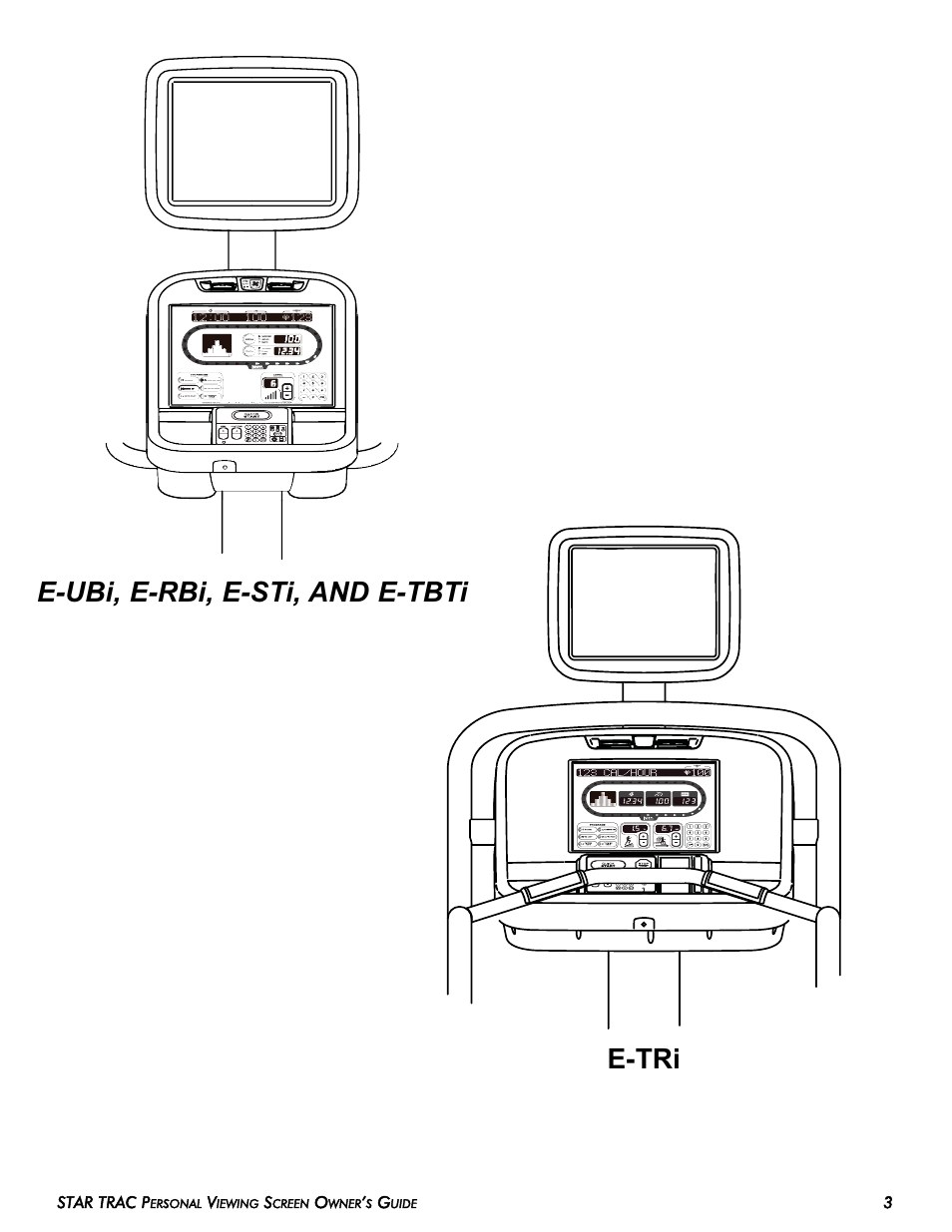 E-ubi, e-rbi, e-sti, and e-tbti e-tri | Star Trac E-TRi User Manual | Page 3 / 42