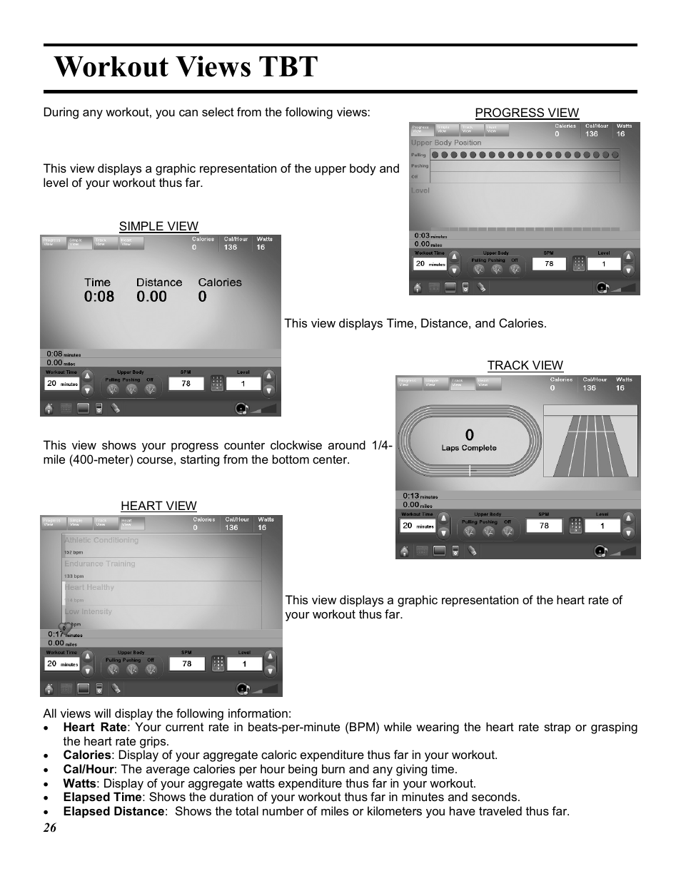 Workout views tbt | Star Trac E-TRXE User Manual | Page 26 / 42