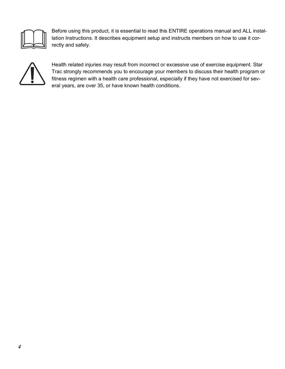 Star Trac E-TRXE User Manual | Page 4 / 42