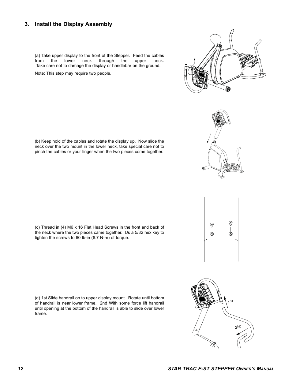 Install the display assembly | Star Trac E SERIES STEPPER E-ST User Manual | Page 12 / 30