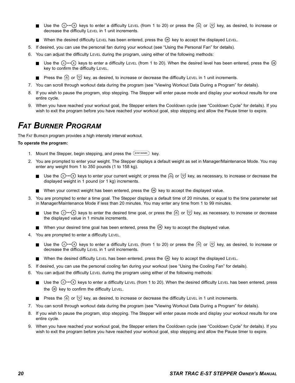 Urner, Rogram | Star Trac E SERIES STEPPER E-ST User Manual | Page 20 / 30