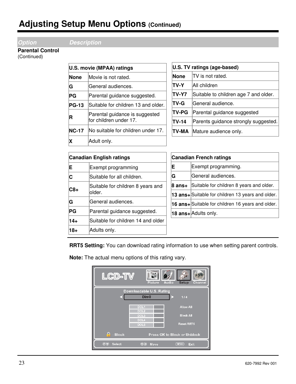 Adjusting setup menu options | Star Trac S-UBX User Manual | Page 23 / 44